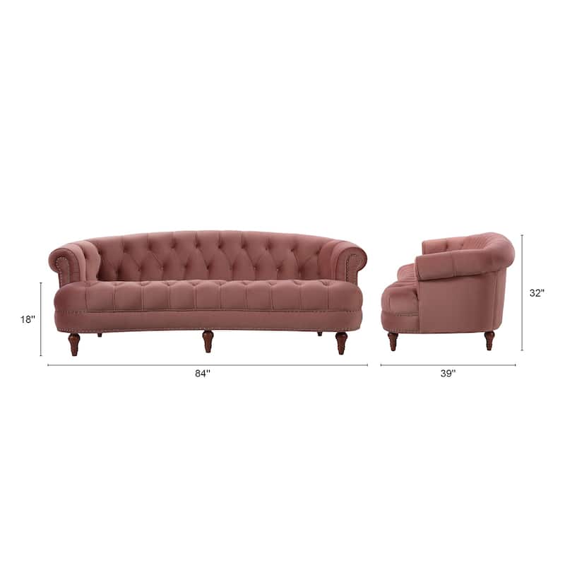 La Rosa 84" Mid-Century Modern Velvet Upholstered Chesterfield Tufted Sofa
