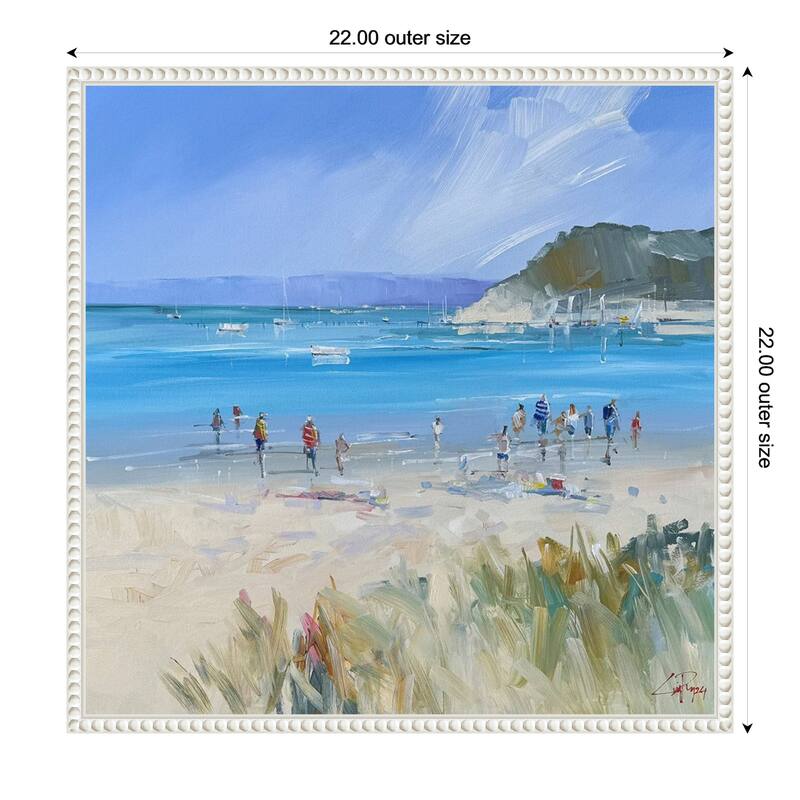 Sorrento Beach by Craig Trewin Penny Framed Canvas Wall Art Print - 22 x 22 in