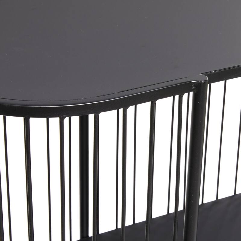Metal Narrow Oval 2 Shelf Console Table with Open Wire Frame - Black - Roche River Decor