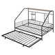 preview thumbnail 40 of 38, Metal Full Size House Bed with Trundle and Built-in Shelf