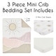 preview thumbnail 2 of 4, Sweet Jojo Designs Blush Pink Mauve Boho Desert Sun Girl 3pc Mini Crib Bedding Set Taupe Bohemian Watercolor Mountains Southwest