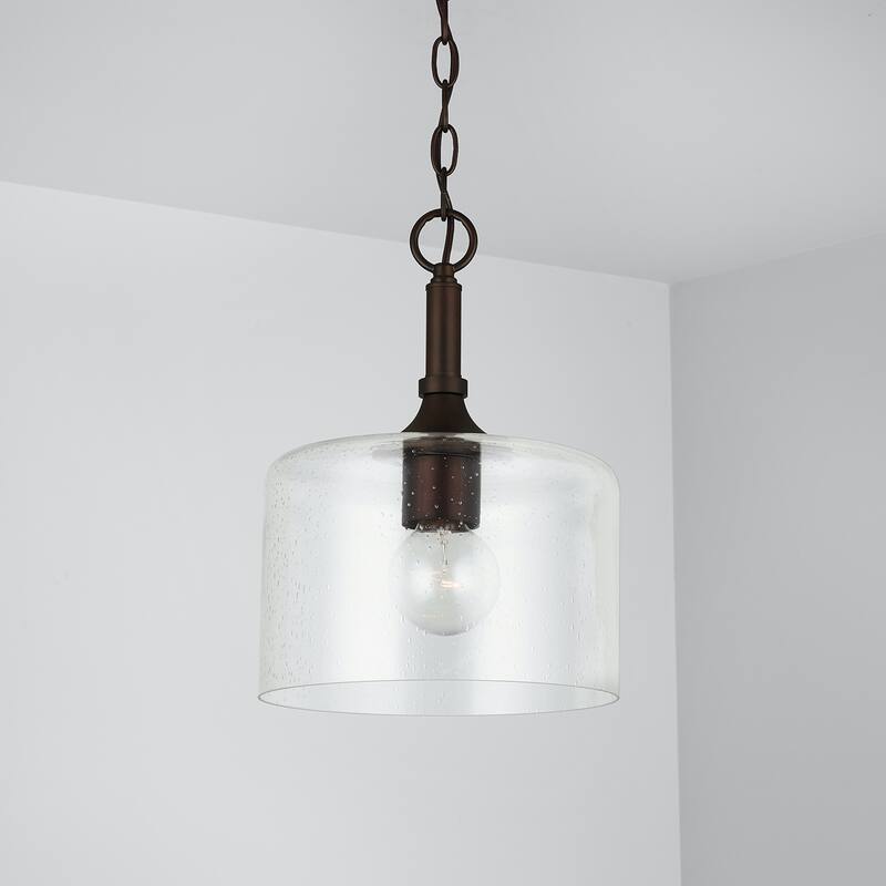 Carter 1-light Hanging Pendant w/ Clear Seeded Glass