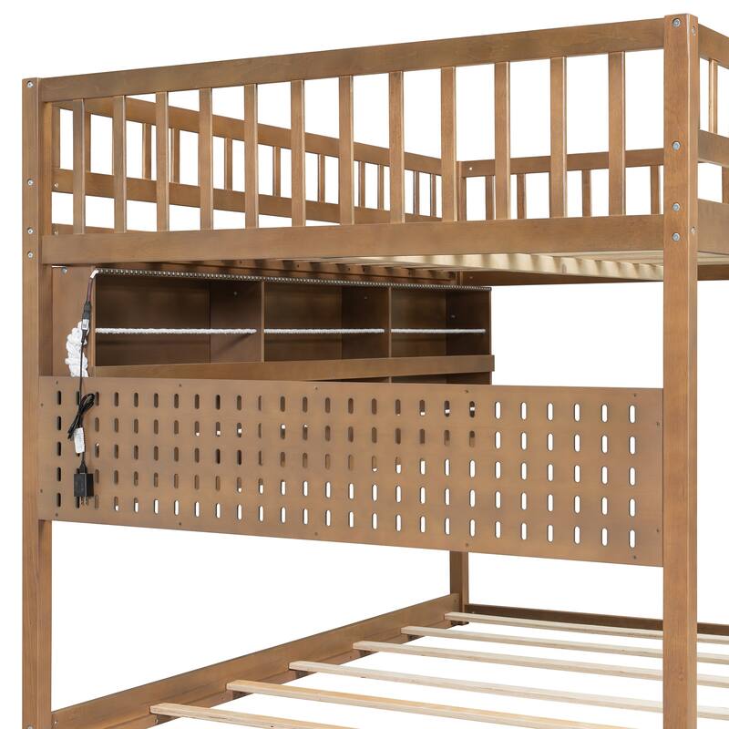 Convertible Bunk Bed with LED Storage Wall & Pegboard by Harper&Bright Designs