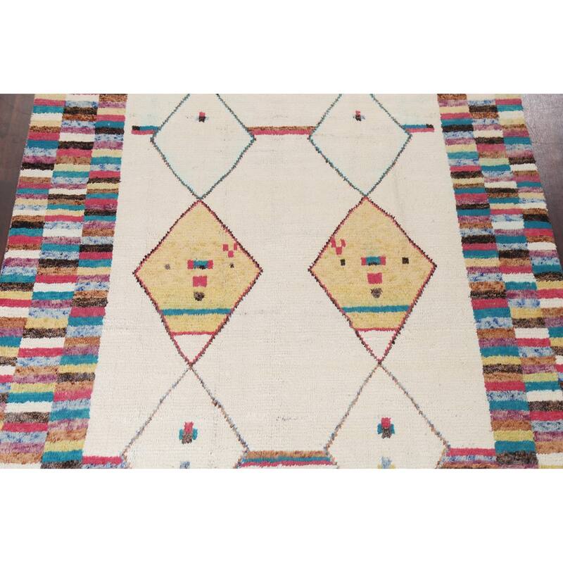 Tribal Moroccan Oriental Living Room Area Rug Hand-knotted Wool Carpet - 7'7" x 10'7"