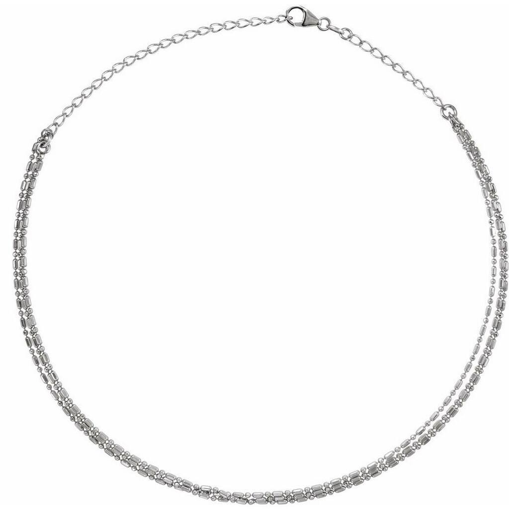 Curata 925 Sterling Silver 13"-16" Polished 3 strand Bead Chain Choker Necklace
