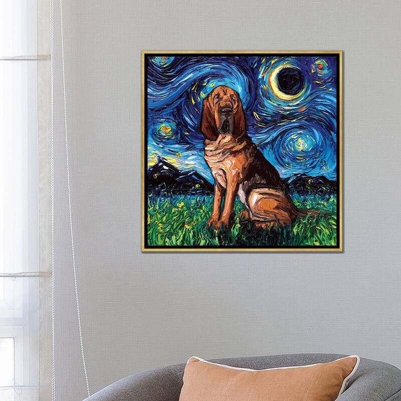iCanvas "Bloodhound Night" by Aja Trier Framed Canvas Print