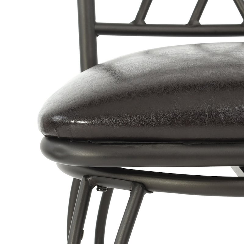 Set of 2 Black Swivel Counter Stools with Faux Leather Cushion and Steel Frame for Dining Room