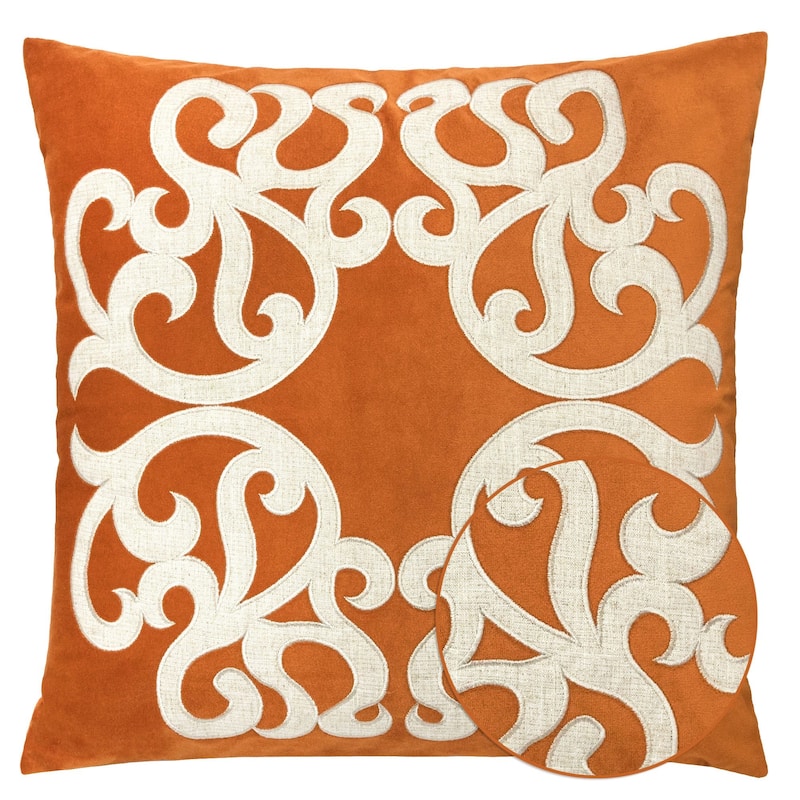 Vintage Vine Throw Pillow Set of 2, 20"x20" Polyester Velvet Cushion Covers with Hidden Zipper