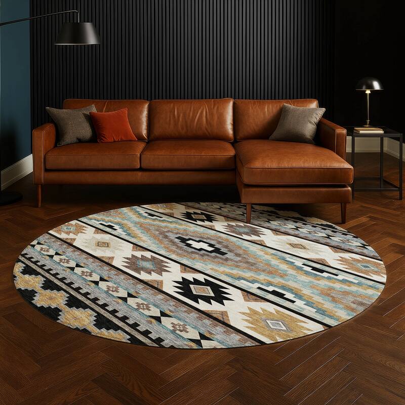 Machine Washable Indoor/ Outdoor Modern Ottawa Chantille Rug