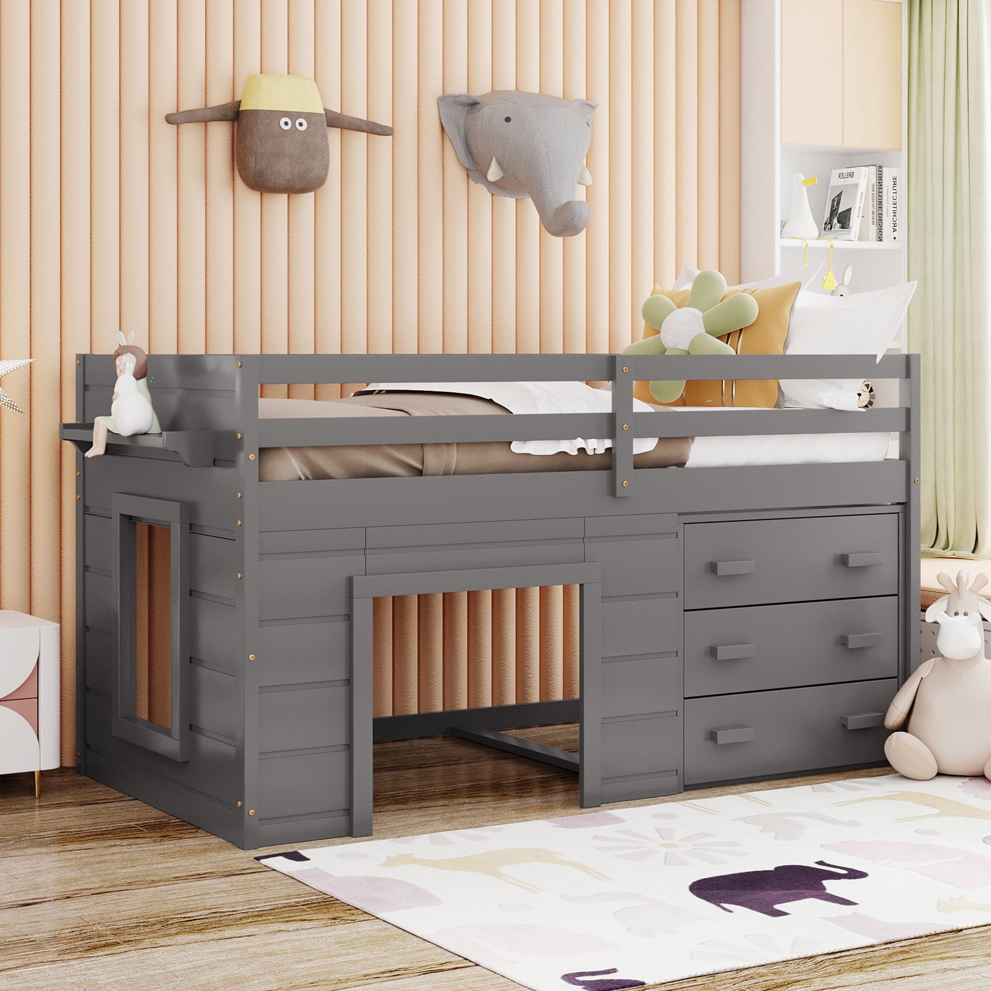 Twin xl low loft bed with storage sale