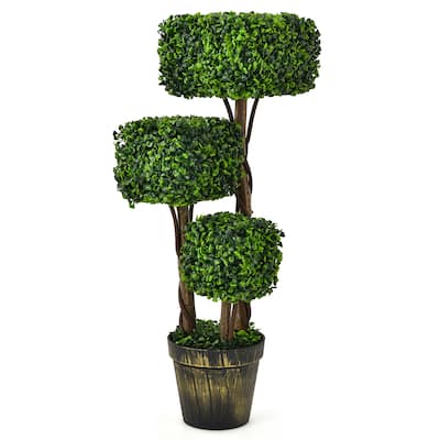 Costway 3FT Artificial Boxwood Topiary Tree UV Protected Indoor - See details