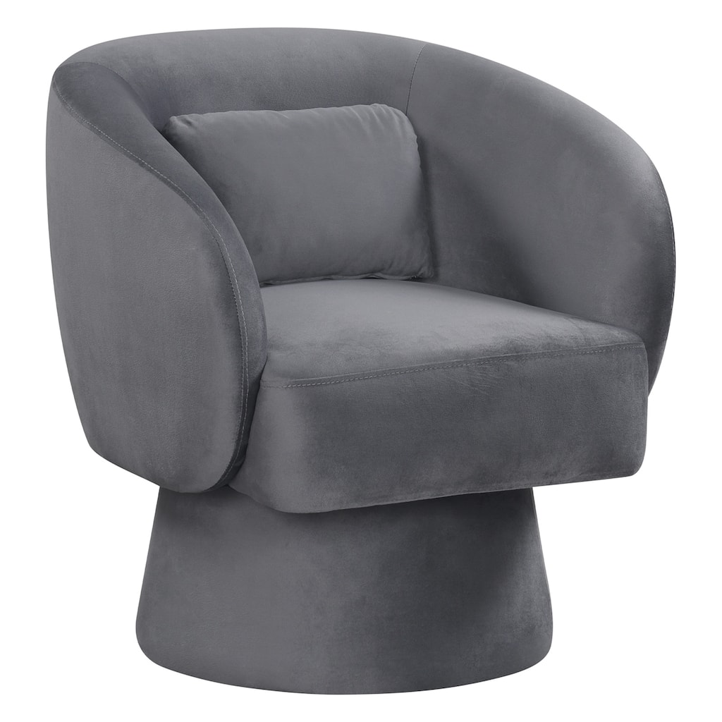 Gymax Swivel Accent Chair w/Curved Back Removable Lumbar Pillow 360