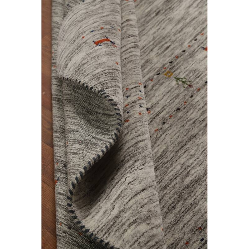 Hand Knotted Oriental 100% Wool Carpet Tribal Stripe Beige & Ivories Gabbeh Area Rug - 5' 11'' X 3' 11''