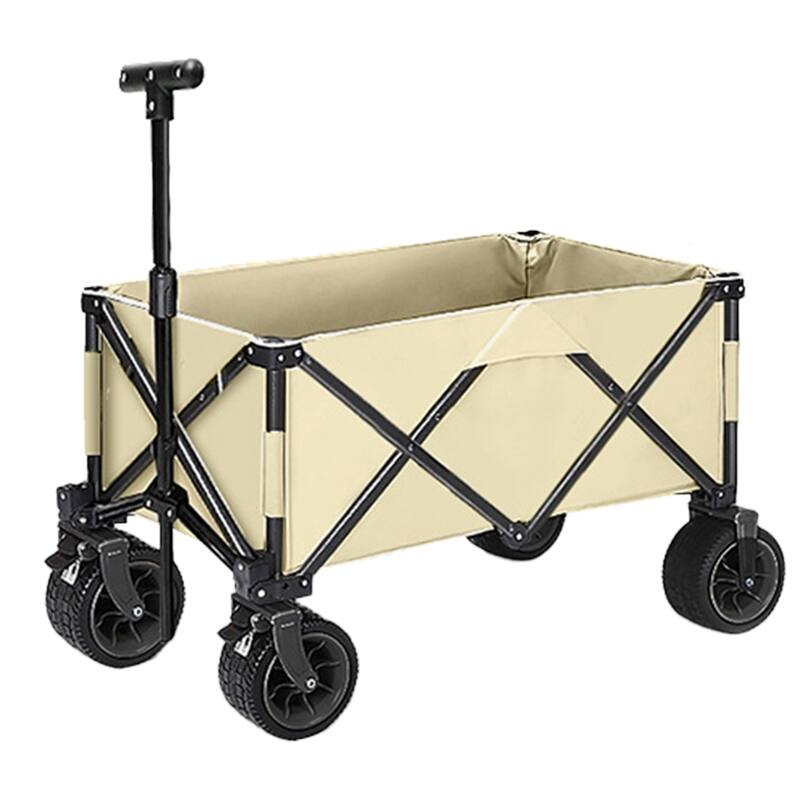 Collapsible Folding Wagon with Big All-Terrain Beach Wheels, Adjustable Handle