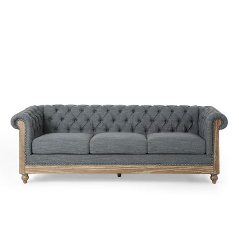 Saragus Chesterfield Sofa with Nailhead Trim by Christopher Knight Home - 85.50" L x 33.25" W x 28.50" H
