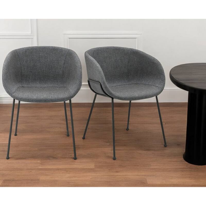 HomeRoots Set of Two Gray and Black Upholstered Fabric Dining Arm Chairs - 22.05' X '29.34' X '22.05 - Set of 2 - 22.05' X '29.34' X '22.05 - Gray