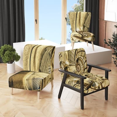 Designart "Architectural Detail Of Paris In Winter" Upholstered Mid-Century Accent Chair - Arm Chair