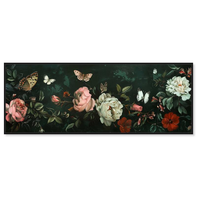 Emerald Floral II Panoramic Canvas by Art Remedy - Black - 54" x 20"