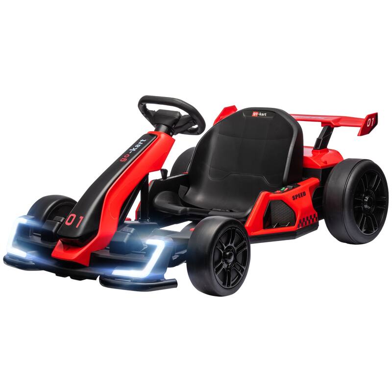 Kids 24V Electric Go Kart with Adjustable Seat, 7.5 MPH Drifting Car, Slow Start, Button Start, and Music for Outdoor Fun