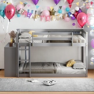 Kids and Baby Full over Full Bunk Bed with 4 Drawers and 3 Shelves