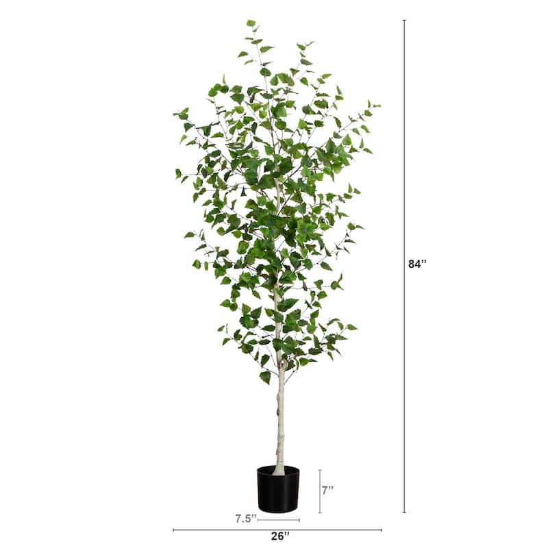 Artificial Birch Potted Tree - 7' - Green