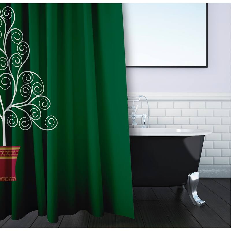 Filigree Tree Holiday Print Shower Curtain