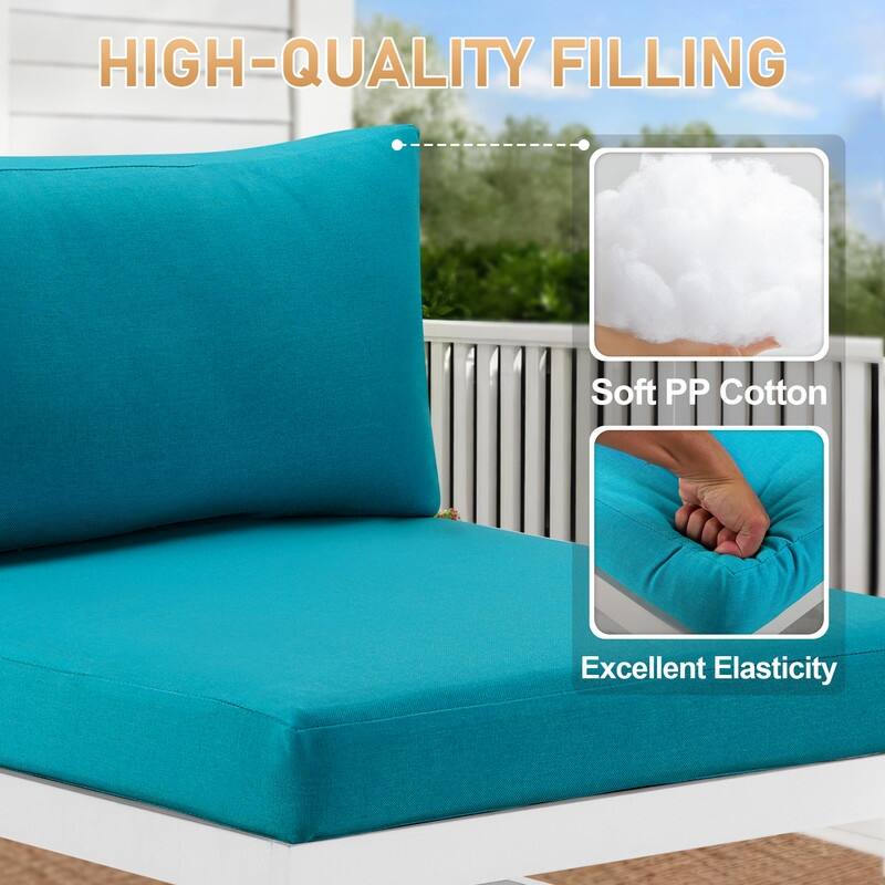 FINCATI Outdoor Furniture Aluminum Patio Set White Aluminum Outdoor Sofa with Thick Cushions and 29 Inch Deep Seat