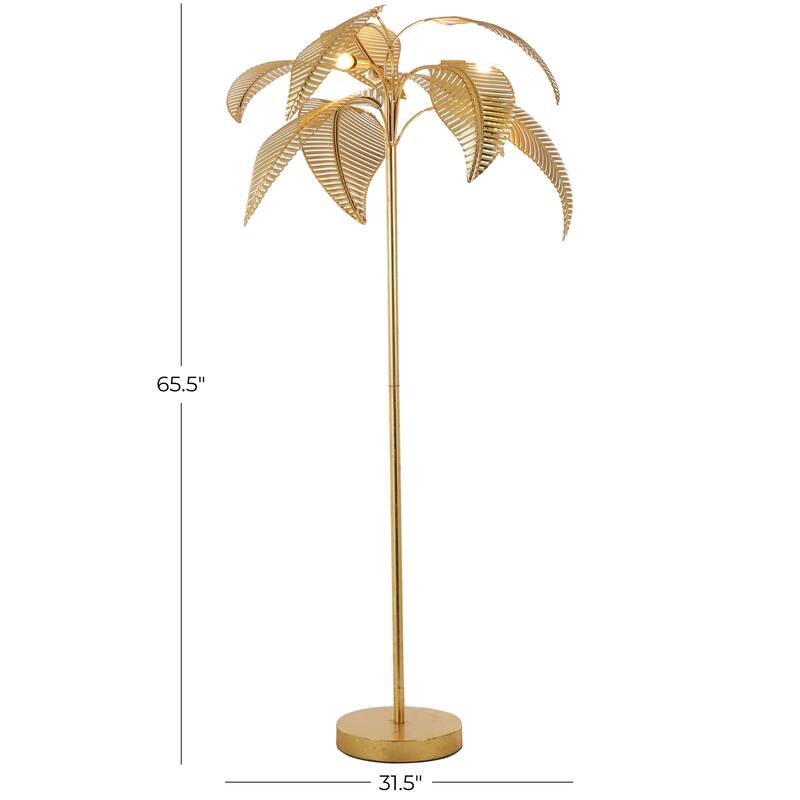 Metal Tree Table Lamp or Floor Lamp with Round Base - Gold - Roche River Decor