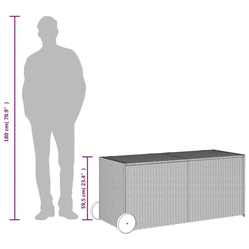 vidaXL Patio Storage Box Poly Rattan 70.9"x35.4"x27.6" Gray