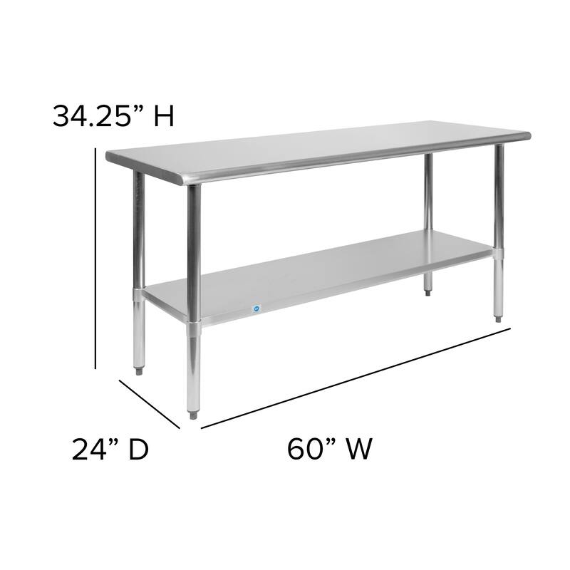 Stainless Steel 18 Gauge Work Table with Undershelf