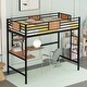 preview thumbnail 6 of 13, Twin Metal Loft Bed with Shelves, 2 built-in ladders and Desk, Black