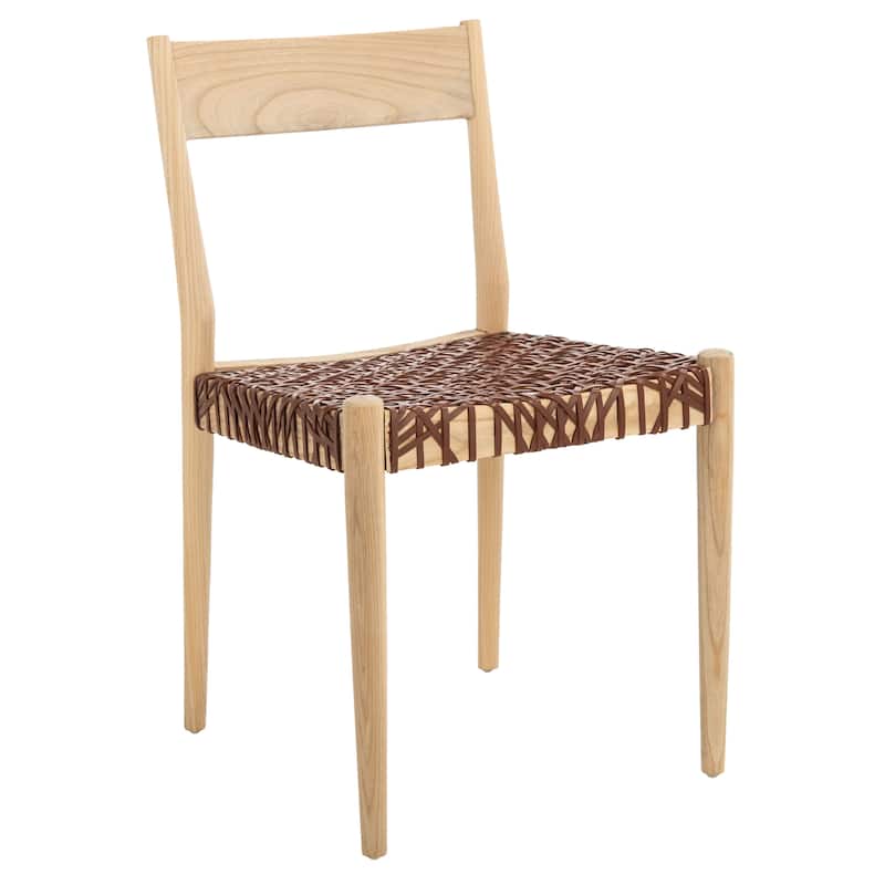 SAFAVIEH Margarete Woven Leather Dining Room Chair (Set of 2) - 18.5" W x 20" L x 31.5" H - 19Wx20Dx32H