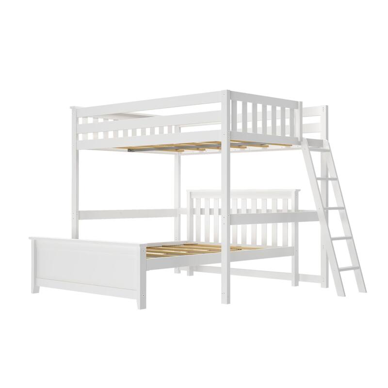 Plank and Beam L-Shaped Full over Full Bunk Bed with Ladder on End