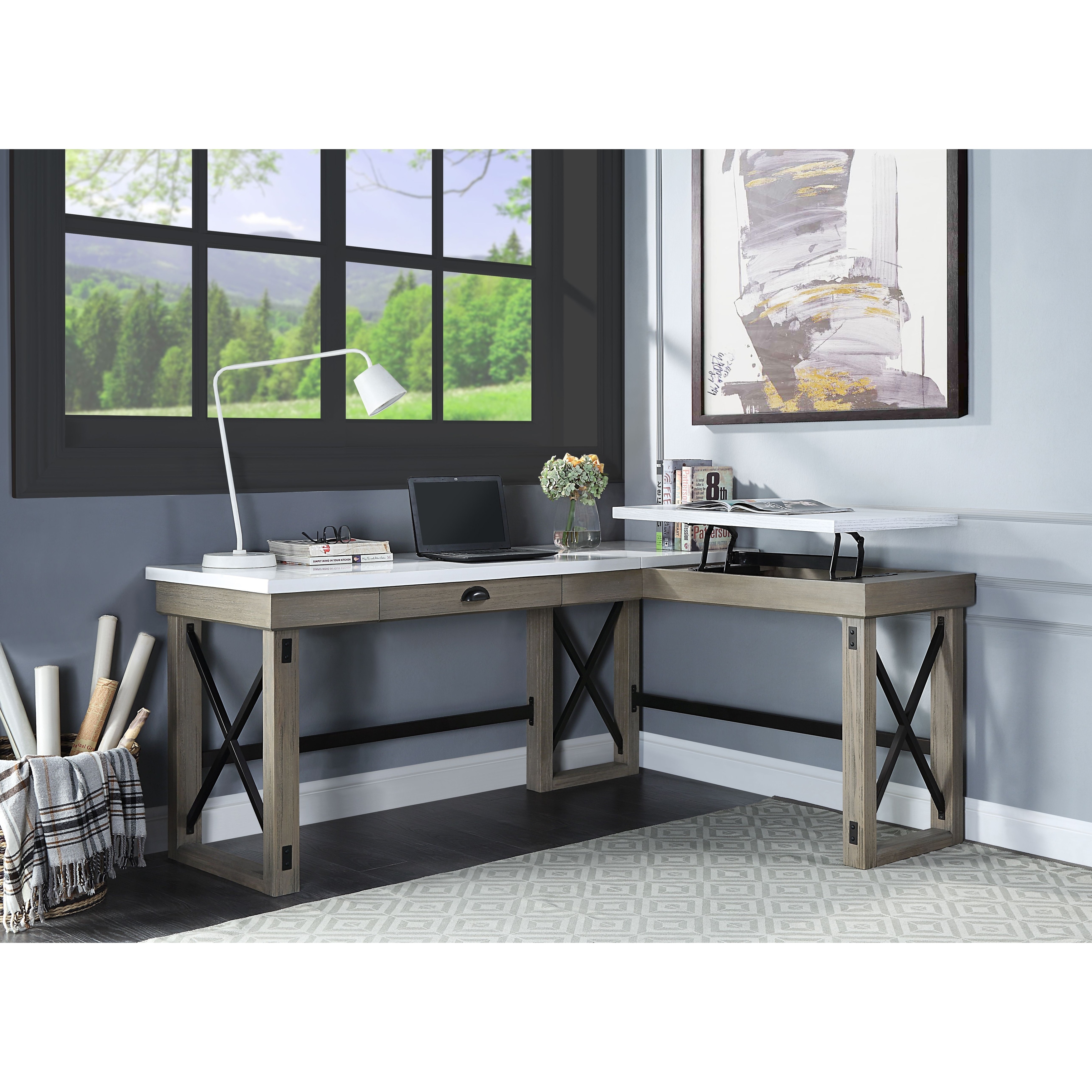 Rustic l hotsell shaped desk