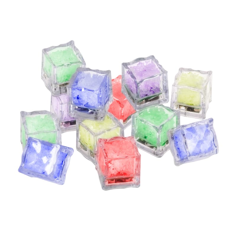 Set of 12 Light Up Ice Cubes for Drinks - Water-Activated, Color-Changing LED Cube Lights by Lavish Home (Multicolor)