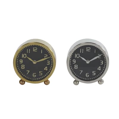 Stainless Steel Metal Clock with Black Clock Faces - Set of 2 Multi Colored - Roche River Decor