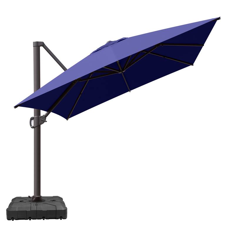 VredHom 10X13 FT Patio Outdoor Cantilever-Offset Umbrella with Base Stand - Navy Blue