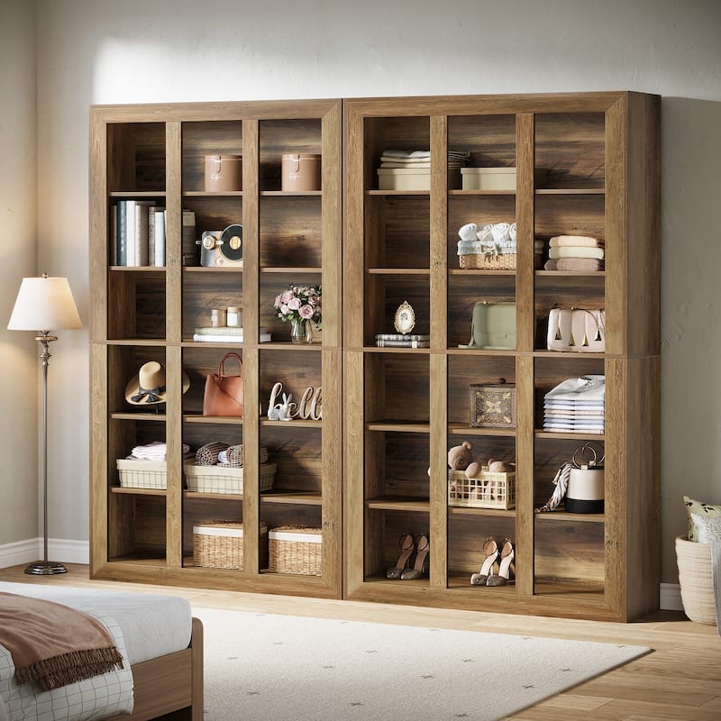 74.8'' Tall 6-Tier Bookshelf, Farmhouse Open Bookcase for Living Room, Floor Standing Cabinet - Large