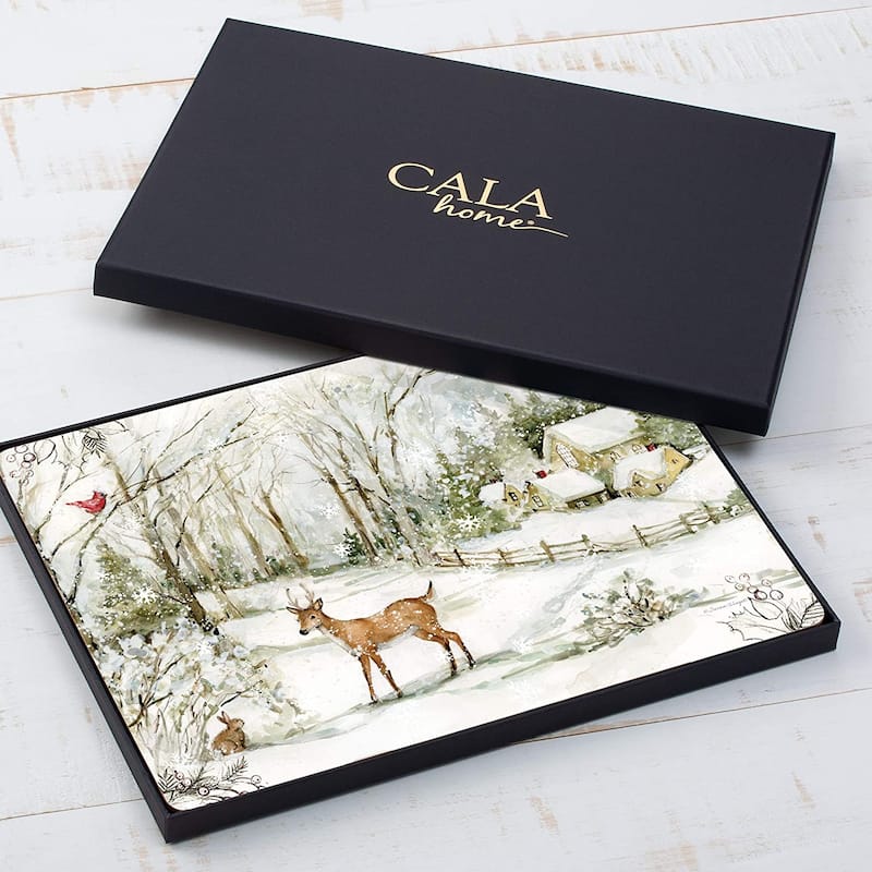 Cala Home Winter Forest by Susan Winget Hardboard Placemat Boxed Set of 4