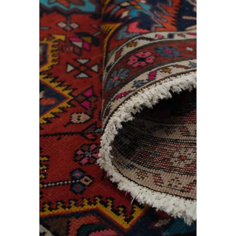 Hand Knotted Oriental 100% Wool Carpet Traditional Geometric Red Heriz Runner Rug - 10' 10'' X 3' 3''