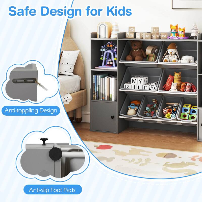 Costway Kids Toy Storage and Bookshelf with 8 Boxes Open Shelves & 2 - See Details