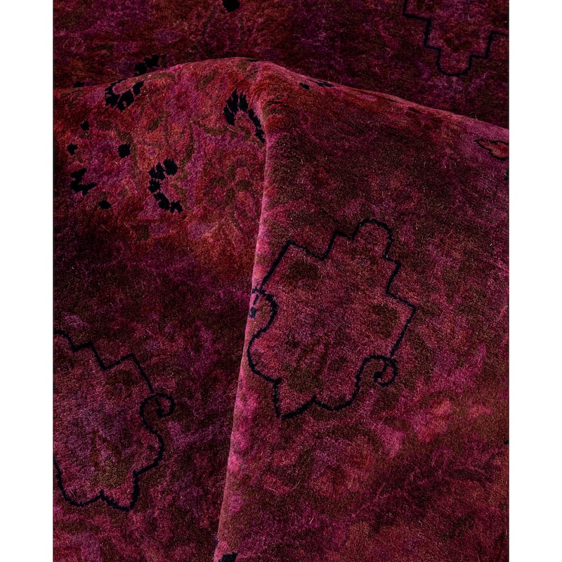 Overdyed One-of-a-Kind Hand-Knotted Area Rug - Purple - 7' 1" x 7' 1"