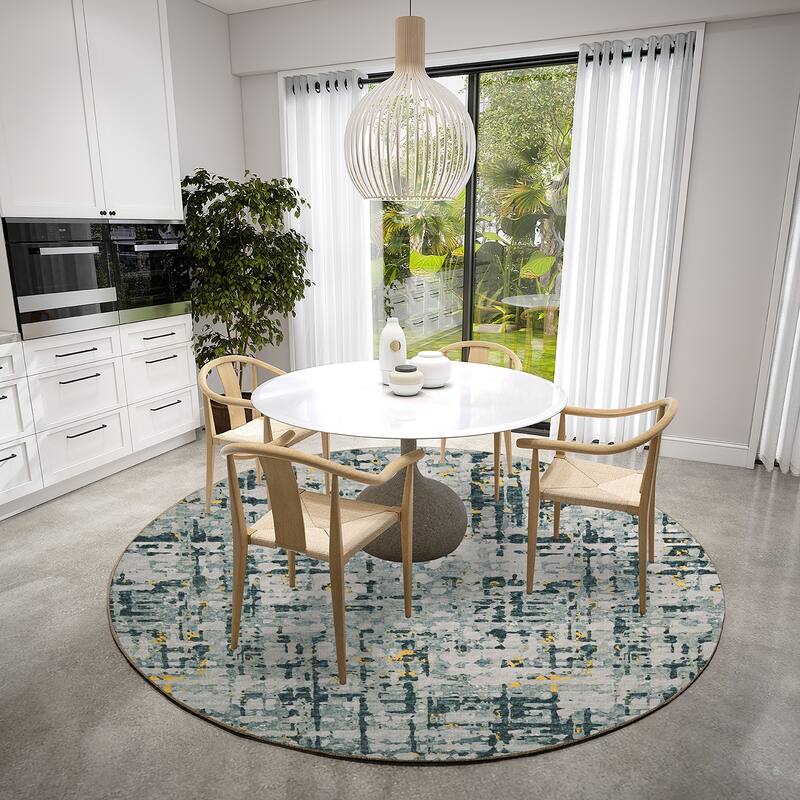 Indoor/ Outdoor Bravado Abstract Crosshatch Caramel Washable Area Rug - 8' x 8' - Gilded