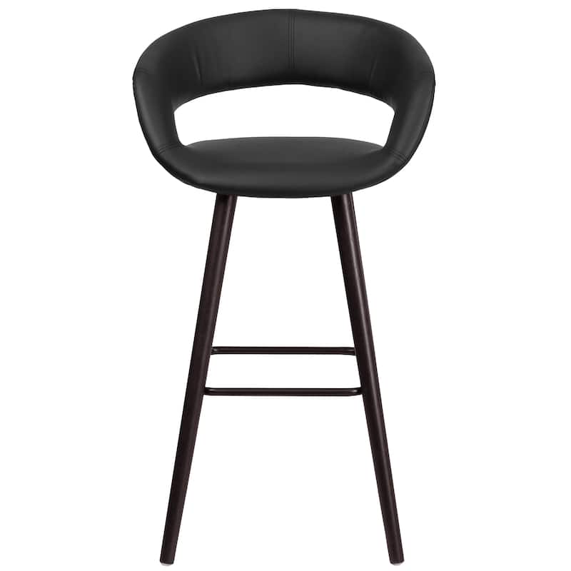 29'' High Contemporary Vinyl Rounded Back Barstool with Wood Frame - 22"W x 19"D x 39"H