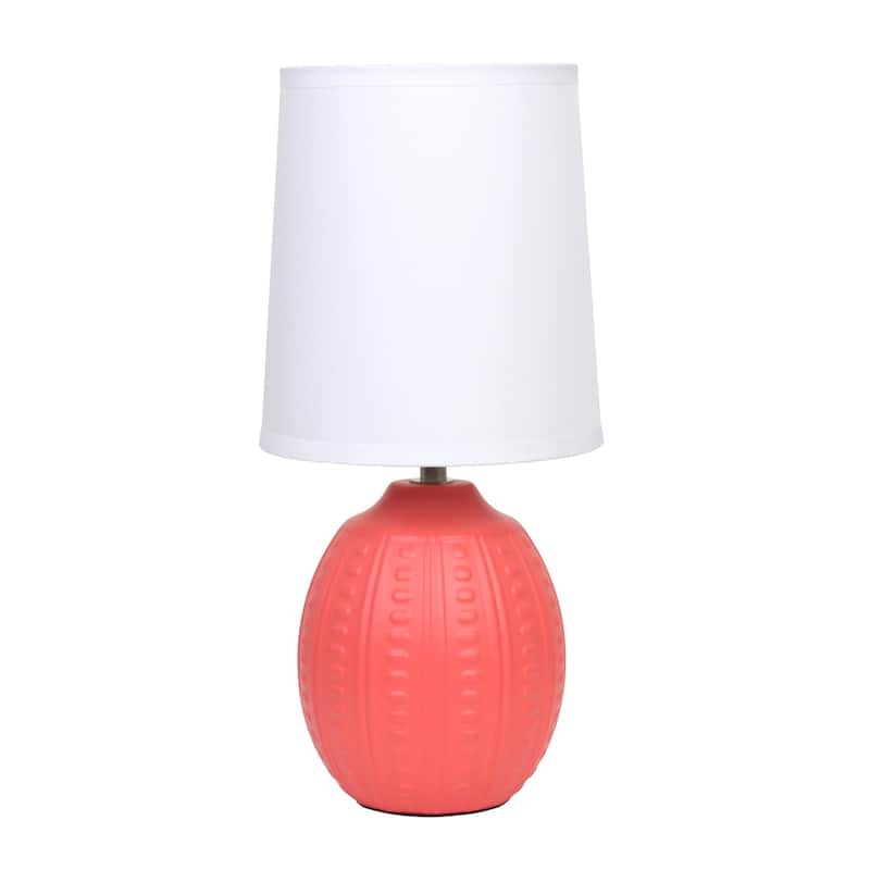 Ceramic Oval Table Lamp with Fabric Shade for Bedroom, Living Room - 6 x 6 x 13 in. (L x W x H) - Orange