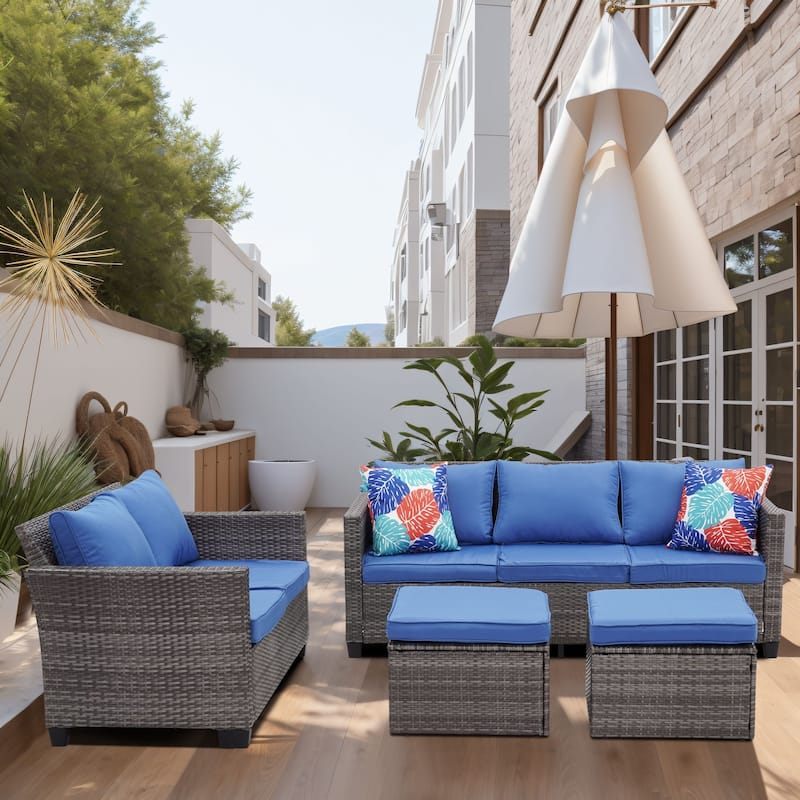 Ainfox Outdoor Patio Sofa Set Sectional Wicker Sofa Patio Furniture Rattan sofa