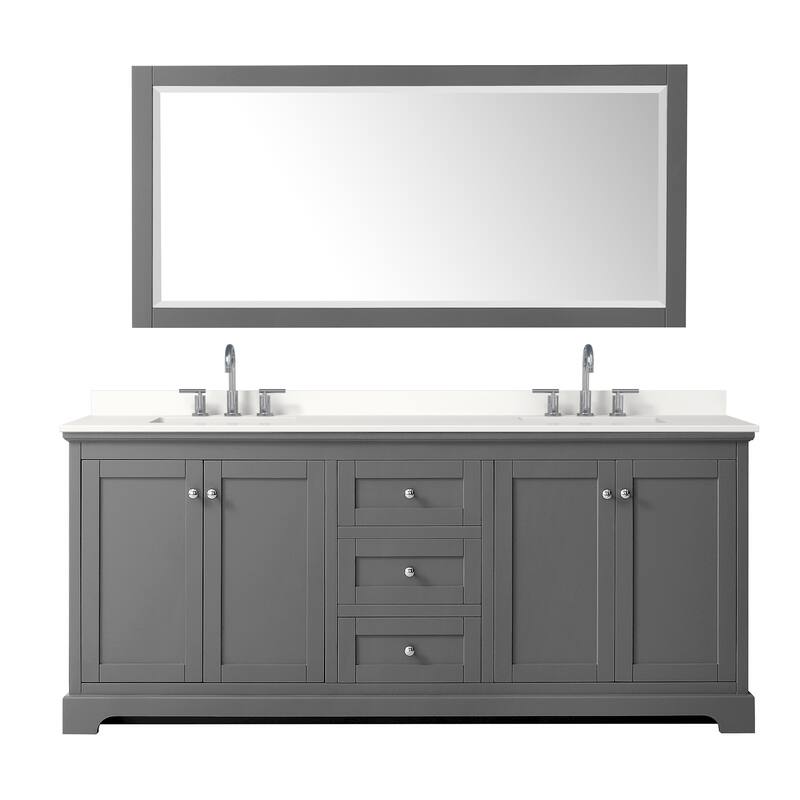 Avery 80-inch Double Vanity, Quartz Top, 70-inch Mirror
