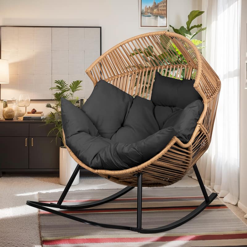 Futzca Wicker rocking egg chair (with cushions)