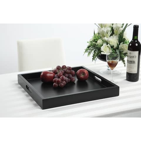Porch & Den Pleasant Contemporary Wood Serving Tray with Handles