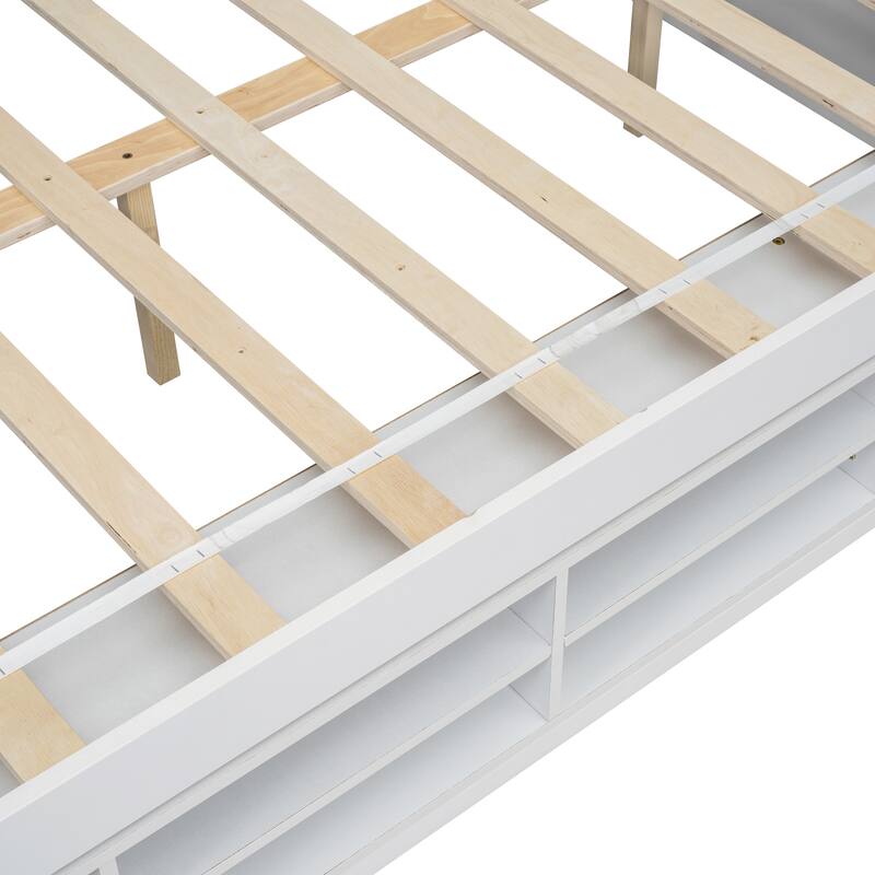 Full House Bed with Roof Frame, Bedside-shelves, Under Bed Storage Unit